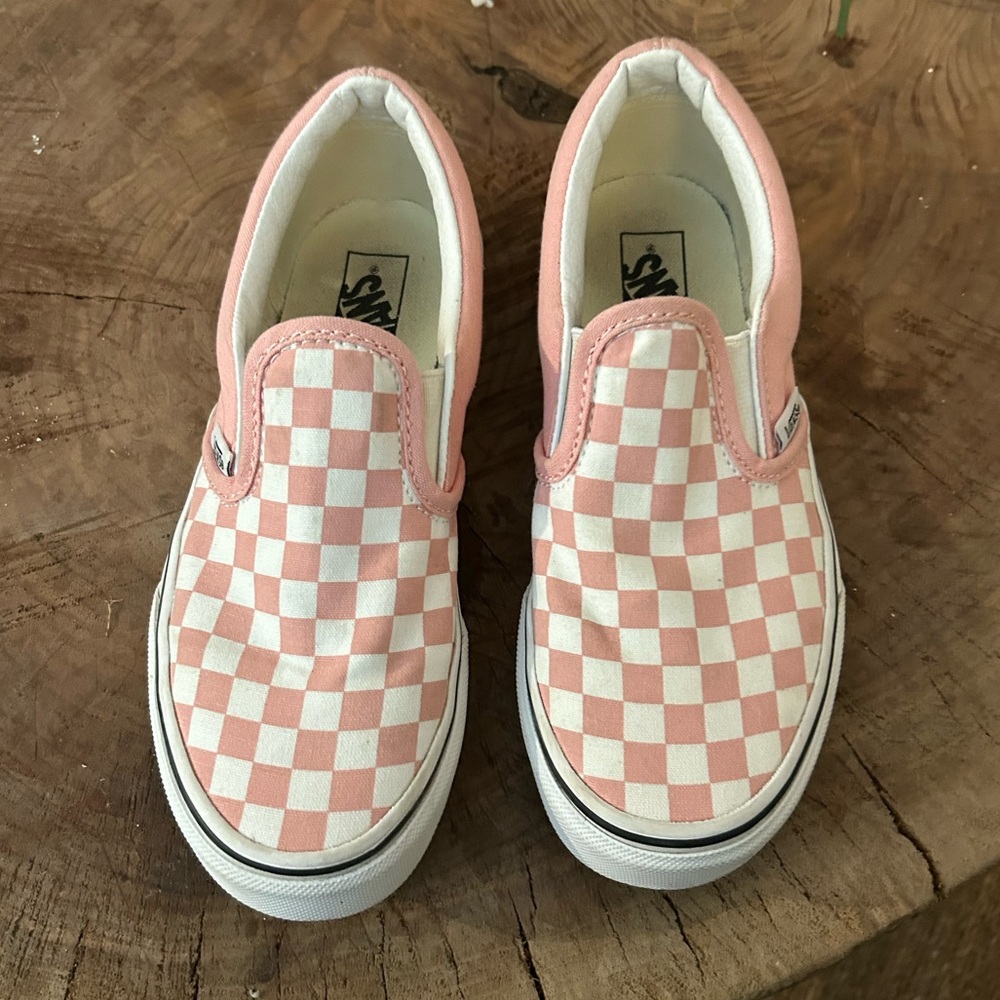 Vans Kids Pink and White Checkered Sneakers